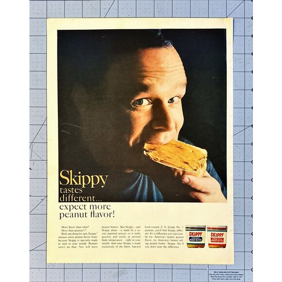 1966 Skippy Peanut Butter Ad Tastes Different Expect More Peanut Flavor - Picture 1 of 1
